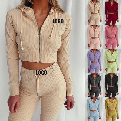 China Breathable New Custom Logo High-waisted Jogging Cycling 2 Piece Set Clothes Plus Size Clothing Fall 2021 Womens Clothes for sale