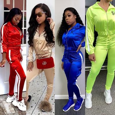 China QUICK DRY new design colorful sports suit women plain tracksuit 2 pieces set clothes plus size clothing fall 2021 women for sale