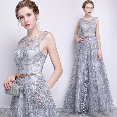 China New Design Sleeveless Round Neck Anti-Static Lace Up Maxi Elegant Slim Evening Dress Ladies Banquet Party Host Along Even Wear Dresses for sale