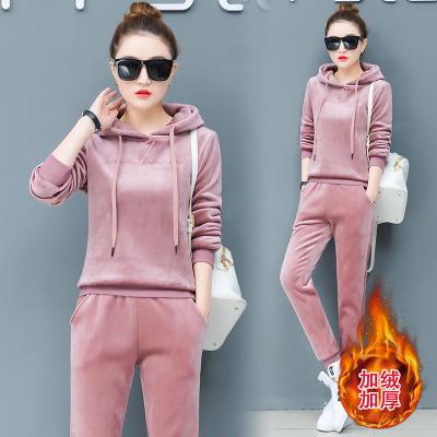 China Wholesale Thick Loungewear 2022 New Stain Women's Clothing Anti-Static and Korean Velvet Women's Two-piece Gold for sale