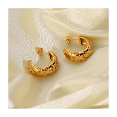 China Accept Refund Money In Case Various Earring Allergy Stainless Steel Double Ear Wheat Stainless Steel Earrings Big Hoop Drop Free C-Shaped Hoops ear for sale