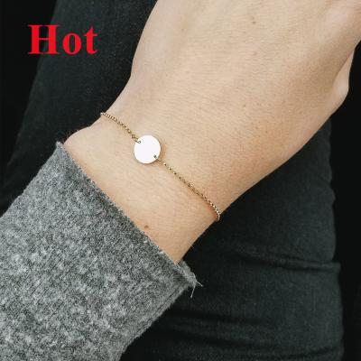 China Accept Refund Money In Case Silver Stainless Steel Round Custom Bead Necklace Woman Magnetic Charm Bead Anklets Bracelets Engraved Initial Charm Bracelet for sale