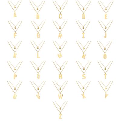 China Refund If Low Quality Hot Selling Brass Zircon Rhinestone Stainless Steel Chain Necklace Alphabet Letter Paved Initial Necklace for sale