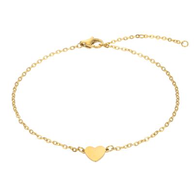 China Accept Money Back In Case Necklace 18K Gold Plated Sliver Heart Charms Bracelet Stainless Steel Chain Link Heart Bracelet for sale