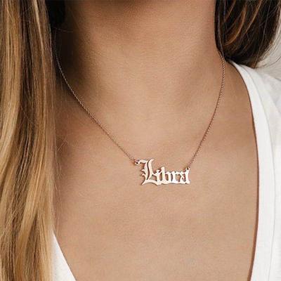 China Accept Refund Money In Case Necklace Wholesale Custom Gold Plated Silver Zodiac Sign Necklace Initial Stainless Steel Letter Pendant Necklace For Women for sale