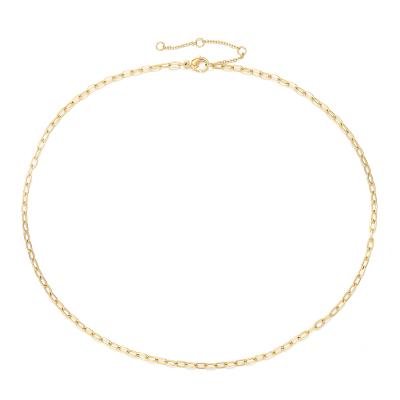 China Accept Refund Money In Case Necklace Fashion Handmade Jewelry Stainless Steel Gold Plated Tasty Flat Oval Rectangle Paper Clip Link Chain Necklace for sale