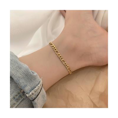 China Accept Money Back In Case Wholesale Luxury Stainless Steel Women's Leg Chain 14k Gold Filled Feet Jewelry Figaro Anklet Chain Necklace for sale