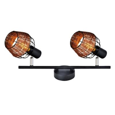 China Modern Hot Selling Europe Spot Lamp 2x5W LED Light Rattan Spot Black Brown Light for sale