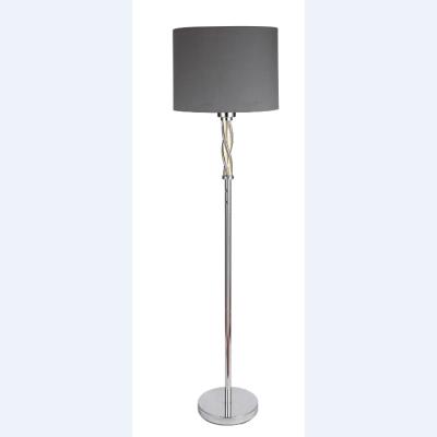 China Modern Hot Selling Europe Hotel 6W LED +E27 Bulb Chrome Fabric Shade Living Room Floor Lamp for sale