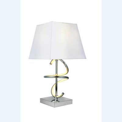 China Europe Reading Room 8W LED +E27 Light Bulb Chrome Fabric Shade Modern Hot Selling Desk Bedside Lamp for sale