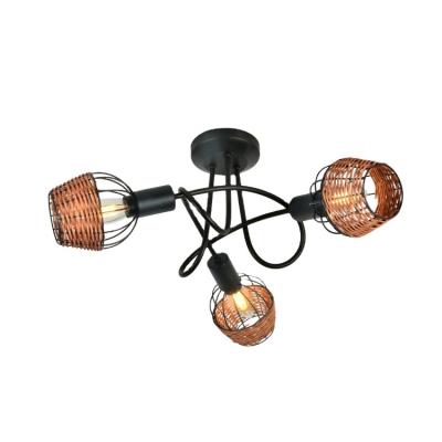 China Modern Rattan Shades Modern Black 3xE14 Living Room Ceiling Lamp for sale