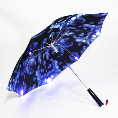 China Wholesale Advertising Kids Rain Umbrella Fiberglass Led Lighted Flashing Handle Led Light Rain Umbrella for sale