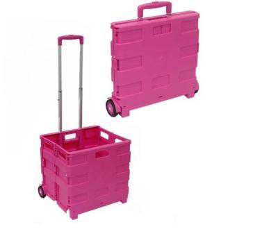 China 2020 Wholesale Folding Portable Plastic Folding Shopping Box With Two Wheels for sale