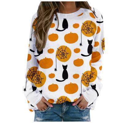 China 2021 Fashion Lady Crew Neck Print Pullover Long Sleeve Autumn Hoodie Loose Tops Halloween Breathable Nightclub Wear For Women Clothing for sale