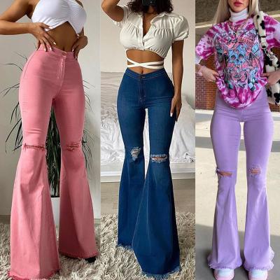 China 2021 new arrivals QUICK DRY women fall winter tight women's denim stretch pants casual hole button solid color rocket jeans for clothing for sale