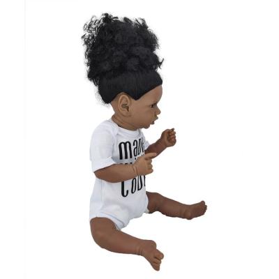 China 22 Inch Lifelike Realistic Baby Girl Toy African American Black Skin Cartoon Silicon - Doll for sale