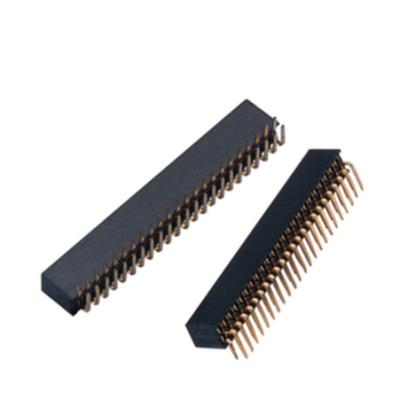 China Single Row 1.27 R/A PCB Board 1.27mm Single Row R/A Right Angle PCB Panel Pin Header Socket 1*40p 1*50P Right Angle Male Female Detached Connector for sale