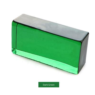 China 200x100x50mm Modern Wholesale Orange Solid Glass Blocks Wall Decorative Pale Dark Green Glass Brick Wall Glass Bricks For Sale for sale