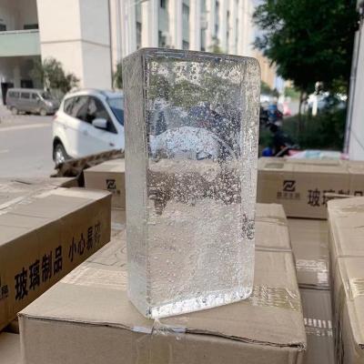 China High Temperature Resistance 50*100*200MM Solid Transparents Melting Crystal Glass Bubble Brick For Hotel Decoration for sale