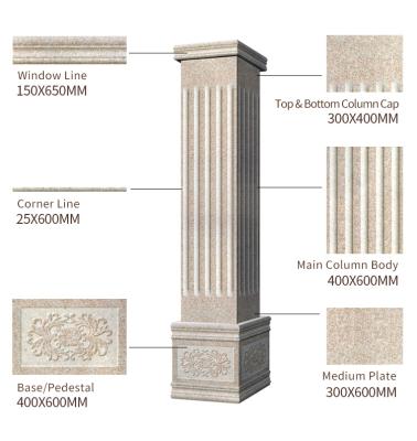 China New Design Full Set Hollow Roman Columns Tile Square Roman Decorative Pillar Capital Fence Pedestal For Villa Self Build House for sale