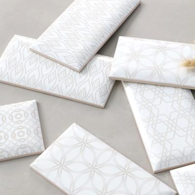 China Modern Bread Tile White Color With Pattern Wall Design Gloss Subway Tile Porcelain for sale