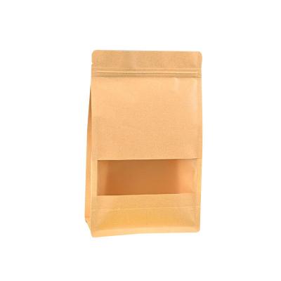 China Recycled Materials Ready To Ship Kraft Biodegradable Paper Bags Small Single Zipper Food Packaging Paper Bag for sale