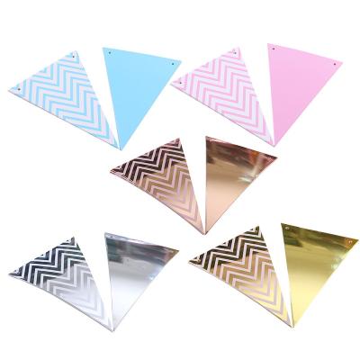 China Party decoration party banner wholesale wave pattern bronzing pennant gold stamping pull flag for sale