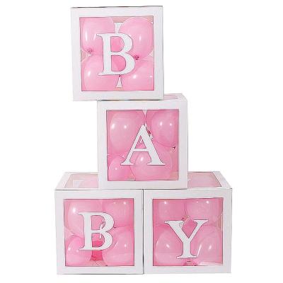 China Paper And Plastic Balloon Box Gender Reveal Decorative Balloon Block With Transparent Letter Balloon Box With Custom Color Decoration For Party for sale