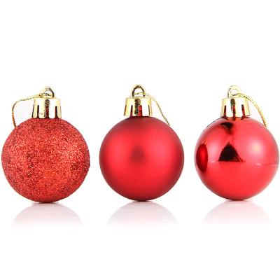 China Christmas Xmas Party Ornaments Plastic Tree Decoration 6cm Christmas Ball Three In One Christmas Decoration Ball for sale