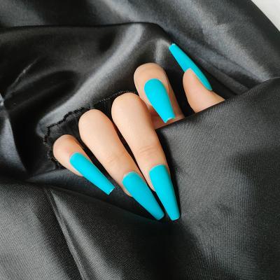 China Wholesale Coffin Design Non C Long Press On Nails Luxury Custom Matte Ballerina Nails With Diamond Colorful Artificial Fake Nails for sale