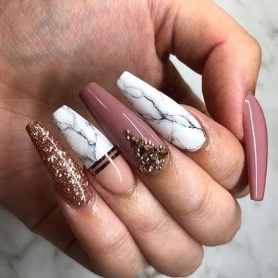 China 2022 Customized French Wear Artificial Ballet False Nails Coffin Art Press Eco-Friendly Label Solid Color Long On Full Cover False Nail for sale