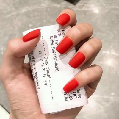 China Wholesale 24pcs/box Eco-friendly Matte Red Full Cover False UV Gel Nails Square Tips Press On Nails For Salon for sale