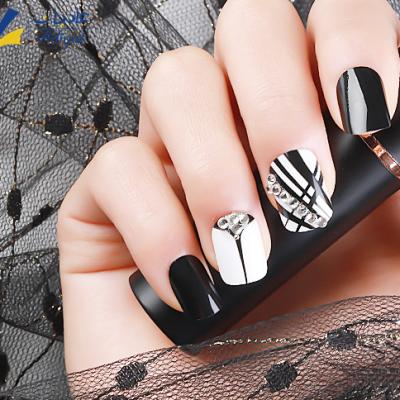 China 24pcs Eco-friendly Press On Acrylic Artificial False Nails Art Accessories Full Cover Square Fake Nails Tips Oval Nails Stilettos for sale