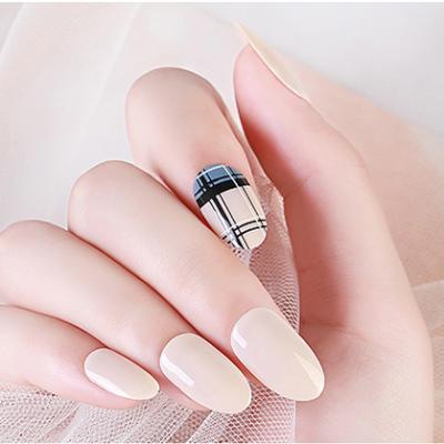 China 28pcs eco-friendly nail ensure solid color and grid tips gelly soft gel xxl full cover oval false nail tips for sale