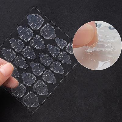 China Nails Press On 12 or 24pcs/sheet Double Sided Clear Nail Art Beauty Tabs Double-Side Adhesive DIY Waterproof Labels Stick Jelly Gel Sticker for sale