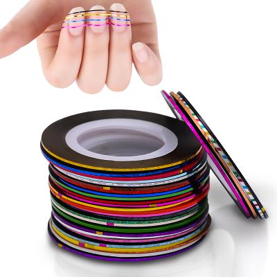 China Nails Press 2022 Adiyat Hot Sale High Quality Nail Art Sticker 30 Colors Rolls Striping Strip Line Nail Art Sticker Tools Beauty Decorations for sale