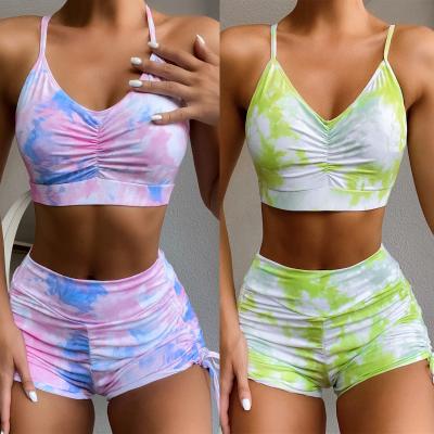 China 2PCS Breathable Seamless Fitness Yoga Sets High Waist Gym Tights Leggings+Bra Suit Pants Workout Sport Running Sportswear Dyed Fabrics for sale