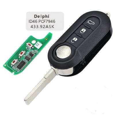 China 3B Remote Key For Fiat 500 Doblo Qubo Grand Punto Delphi 2006-2013 / Marelli BSI System 433.92ASK PCF7946 Replace Smart Key K19013 K19014 for sale