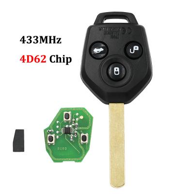 China Uncut Replacement Car Key Fob 3 Button 433MHz 4D62 Remote Chip For Subaru Outback Forester 2008-2010 P/N: 88049SC000 K22013 for sale