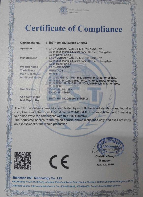 CE - Zhongshan Huaxing Lighting Co., Ltd.