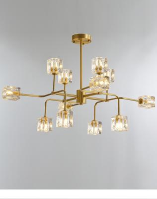 China Modern Luxury Gold G9 Crystal Luxury Ceiling Lights Home Decor Brass Chandelier Modern Post For Living Room for sale