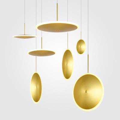 China Modern Modern Brass Round LED pendant lighting chandelier Acrylic and Metal Material for Restaurant and Hotel for sale