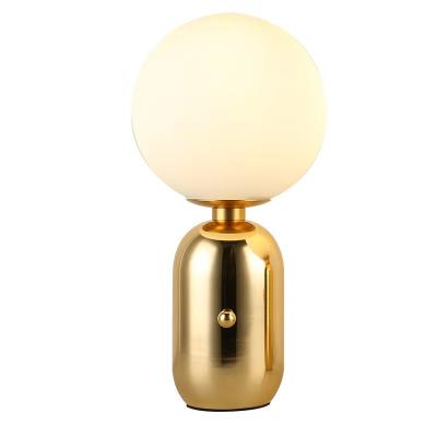 China Modern Hotel Room Decoration Glass Ball Shade Base Brass Table Lamp OEM ODM Factory for sale