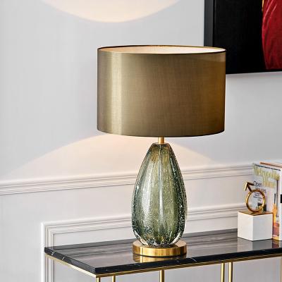 China Crystal Fancy Table Lamp Home Decoration Luxury Luxury Side Cloth Shade E27 Table Light For Lobby for sale