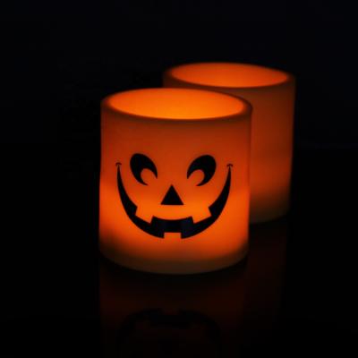 China Plastic flat led led pumpkin lamp orange pumpkin electronic candle electronic pumpkin lamp halloween candle Te koop