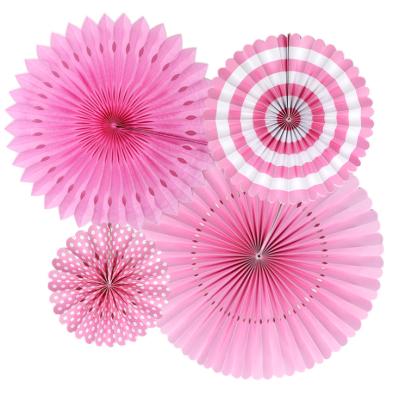 China 4 packs Paper Fans Baby Shower Supplier Engagement Party Decorations Paper Pinwheels Paper Rosettes factory manufacturer Te koop