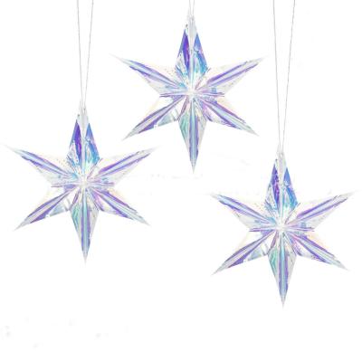 Κίνα Neon Paper fans Holographic Silver Star Hanging Fan Decorations Christmas Decorations Holiday Season Star Fans Iridescent Fan προς πώληση