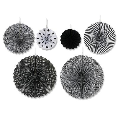 중국 Paper Fans Paper Rosettes Black and White Fan Engagement Party Decorations Baby Shower Decoration Wedding Backdrop Paper Fans 판매용