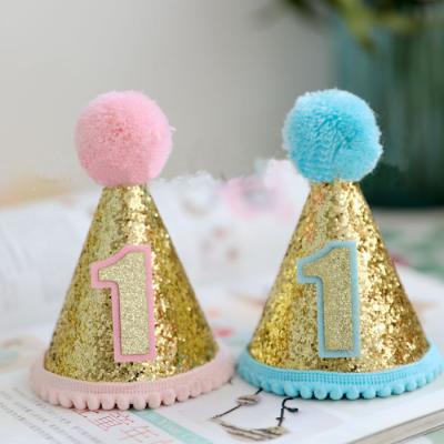 China 1st Birthday Hat First Birthday Outfit Baby Boy Girl Birthday Decor Pink and Blue Birthday Party Hat Manufacturer à venda