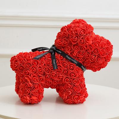 China Red PE rose puppy rose bear rose dog birthday wedding valentine's day gift 40cm for sale